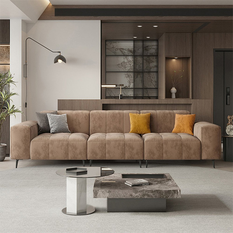 Canapé modulaire en velours brun, H 32,68 po x l 125,98 po x P 43,31 po, 4