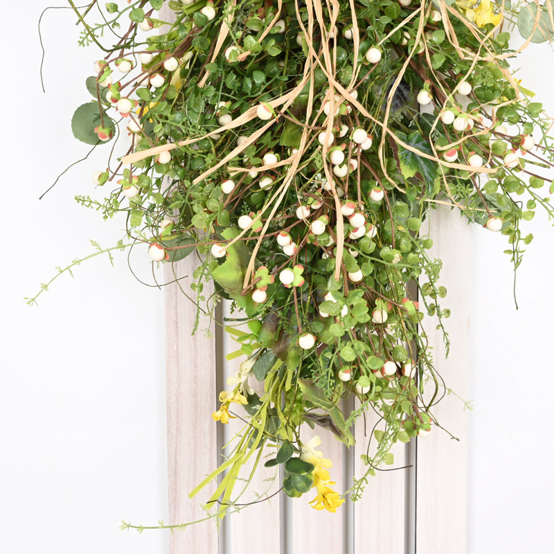 Artificial Farmhouse Greenery Foliage Mini Eucalyptus Berry Spring Summer Front Door Swag