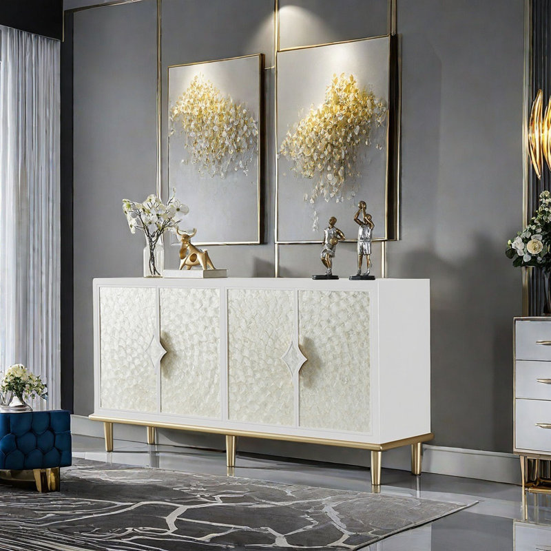 American Minimalist Sideboard Cabinet, White