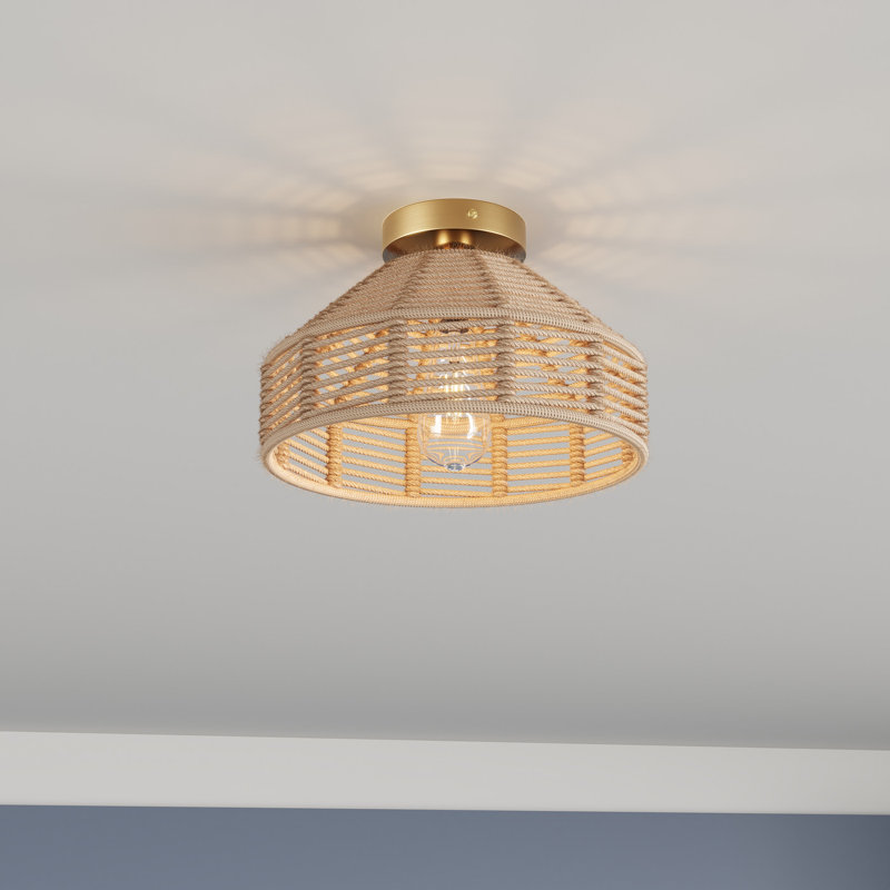 Luminaires encastrés à intensité variable rétro en rotin boho à 1 lumière Bauch