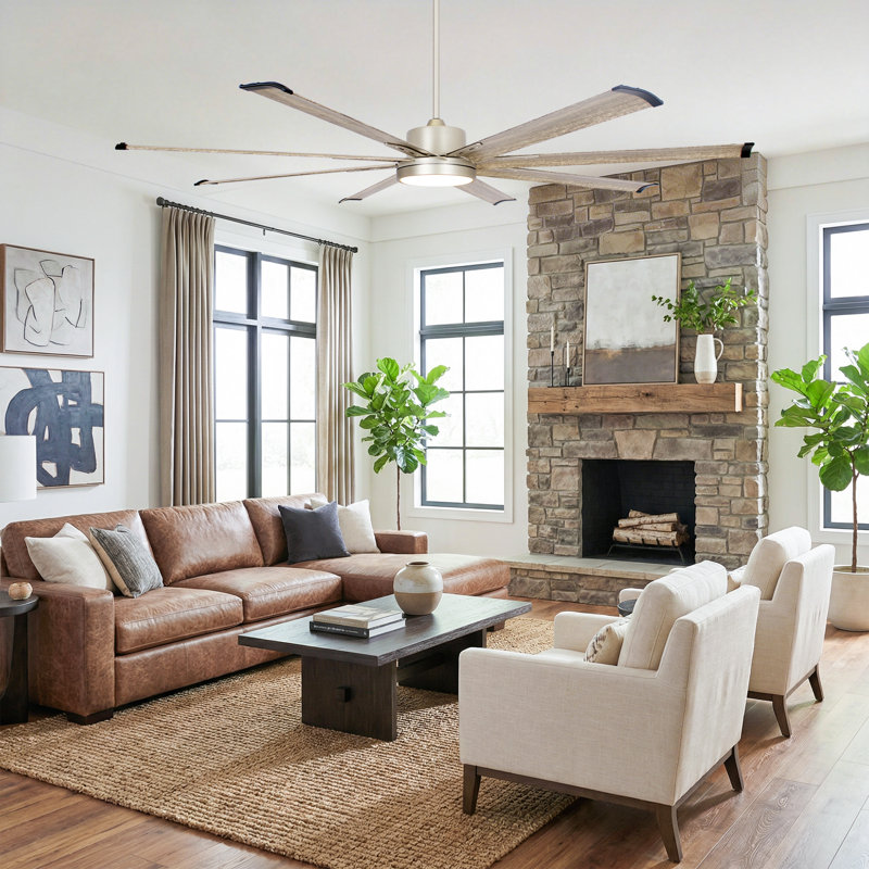 Helston 72'' 8 Aluminum Blades Rustic Windmill Ceiling Fan with LED Lights and Remote Control