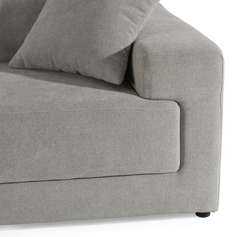 Loki - Canapé 3 places en tissu gris moderne, 3, H 33,1 po x l 91,3 po x P 42,5 po