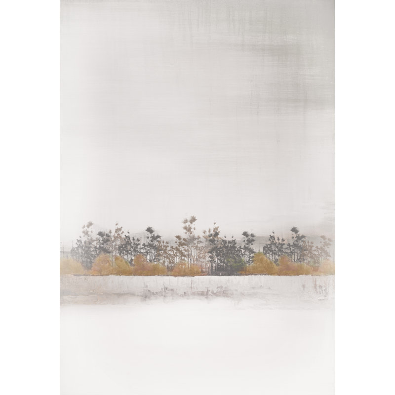 Reproduction d’art sur toile tendue paysage de couleur gris/blanc doux, H 30 po x l 20 po