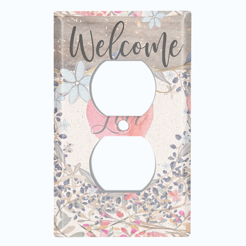 Plaque murale à 1 prise Welcome Flower Love Heart