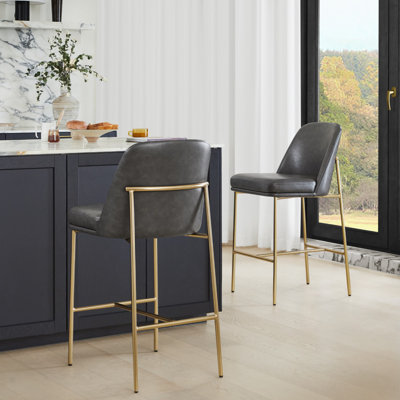 Angelick Upholstered Counter Stool with Metal Frame