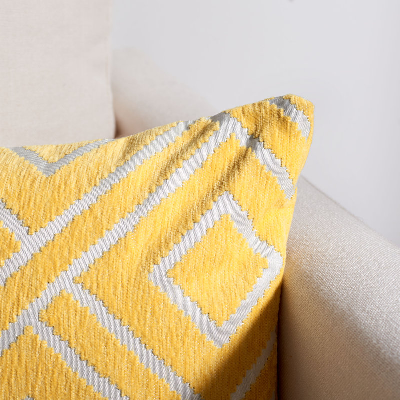 Triska Geometric Reversible Throw Pillow, Yellow