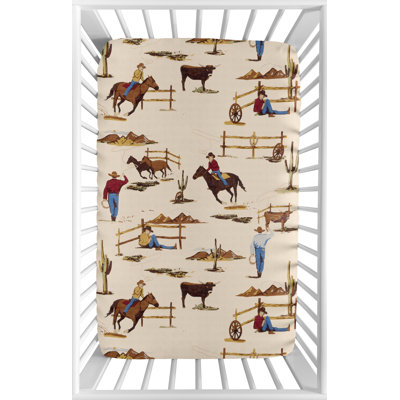 Wild West Cowboy Mini Fitted Crib Sheet