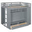 Lit mezzanine double avec tiroirs, tablettes et gris clair-386540540