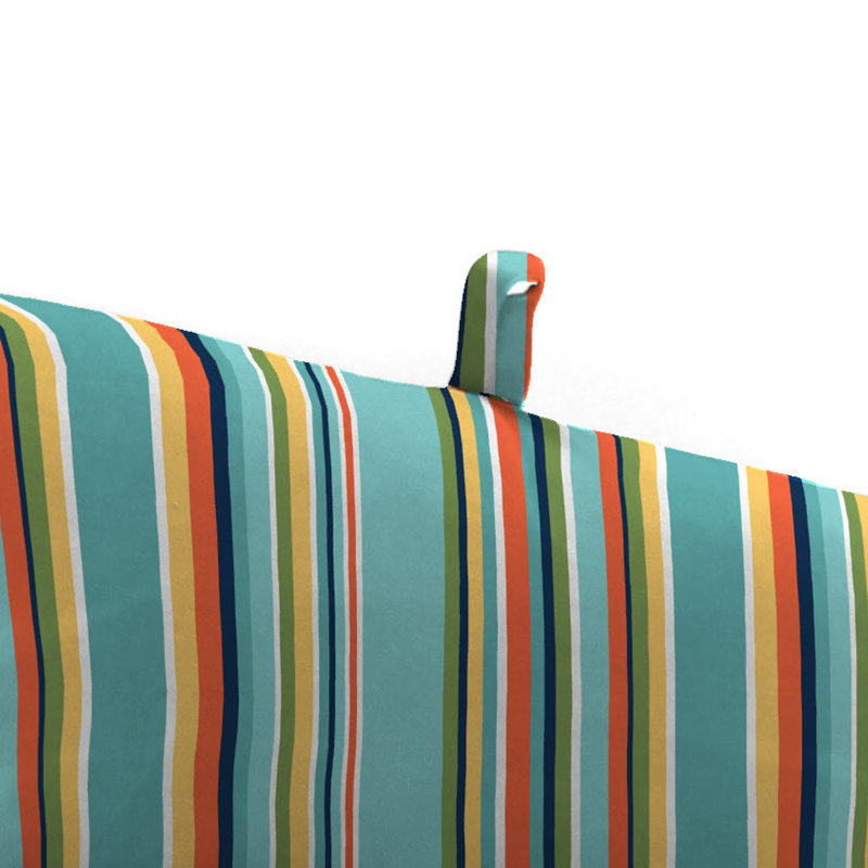 72" x 22" Outdoor Chaise Lounge Cushion with Ties and Loop, Teal Yellow Red Striped