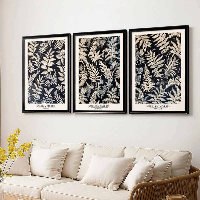 Collection sur toile encadrée personnalisée - 3 pièces, H 19 po x l 27 po, Noir