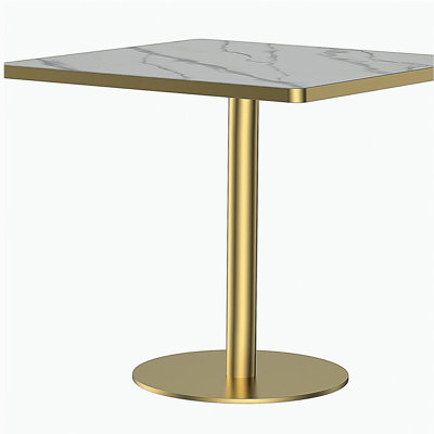 Table carrée bistro moderne tulipe 31,5 pouces avec plateau en faux marbre, facile à assembler, structure en métal robuste