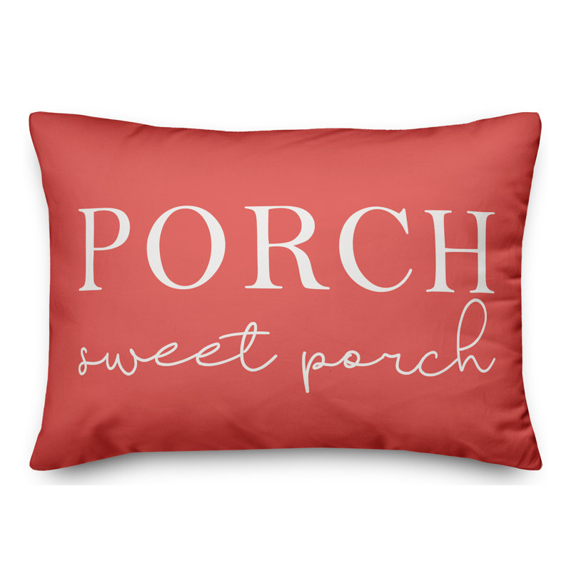 Textual Outdoor Throw Pillow, Coral