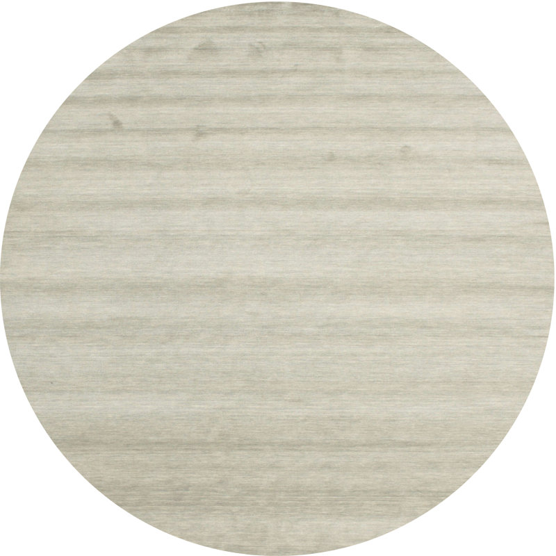 Tapis contemporain gris / blanc, Rond 7 pi