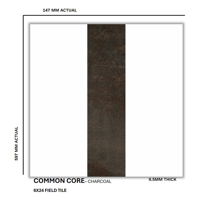 Common Core 6'' W x 24'' L Porcelain Metal Look Singular, Charcoal