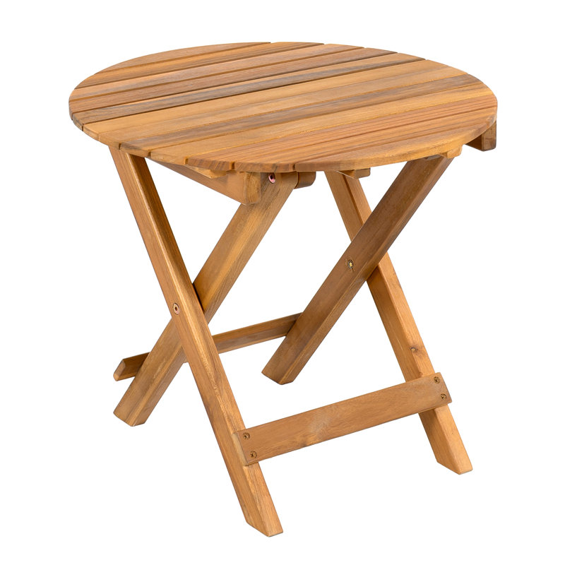 Wood Side Table With Finish, No Assembly, Foldable, Fits Beside Ends
