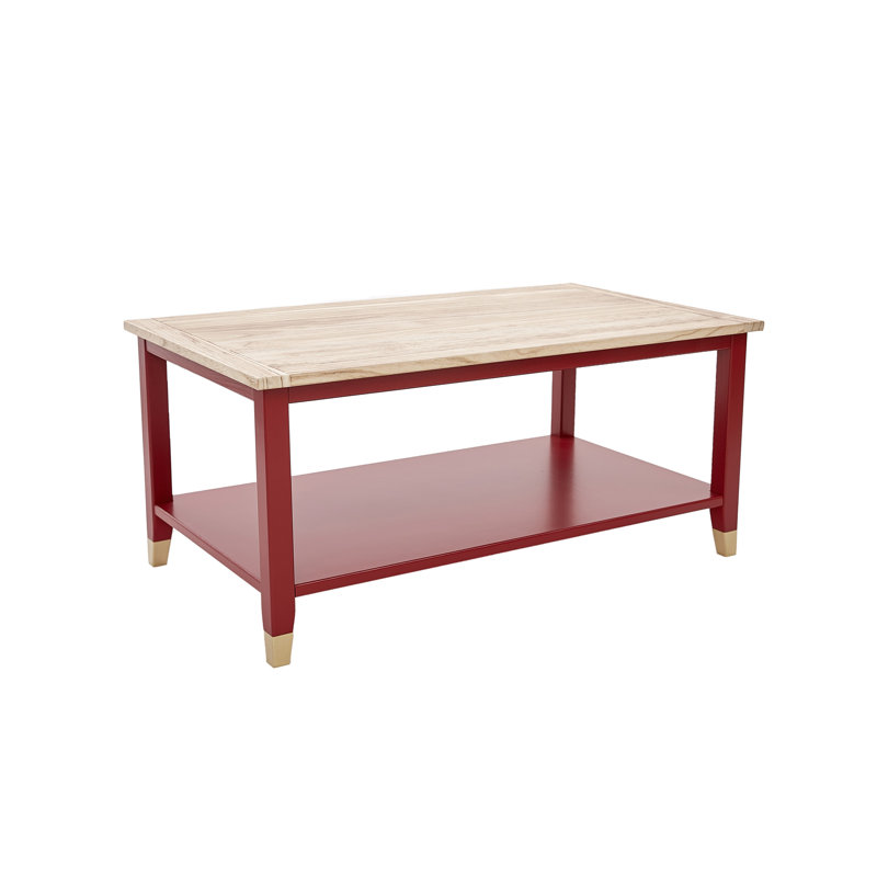 Athina Frame Coffee Table with Storage, Red, Natural