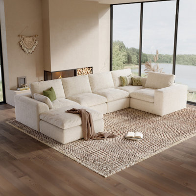 138" Oversized Modular Sectional Sofa, Sectional Couch with Deep Seat,Extra Large U Shaped Couch Couch with Ottoman