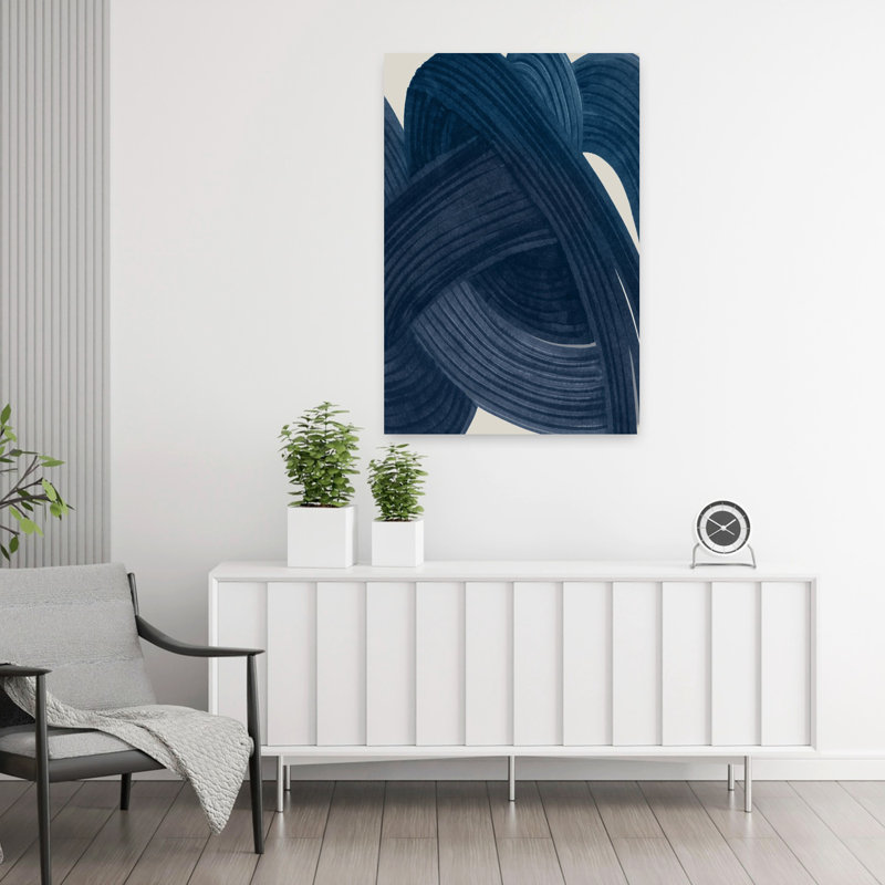 Tangle In Indigo I, art minimaliste contemporain abstrait, H 36 po x l 24 po