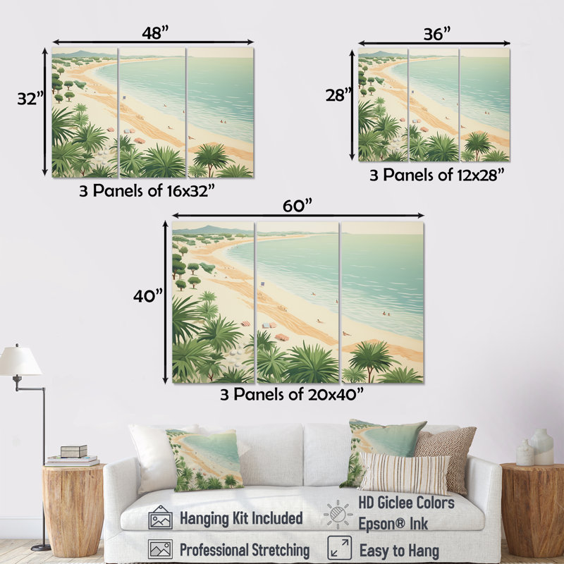 Ensemble de salon Rowles - Beach & Ocean Wall Art, Toile tendue, H 40 po x l 60 po x P 1 po