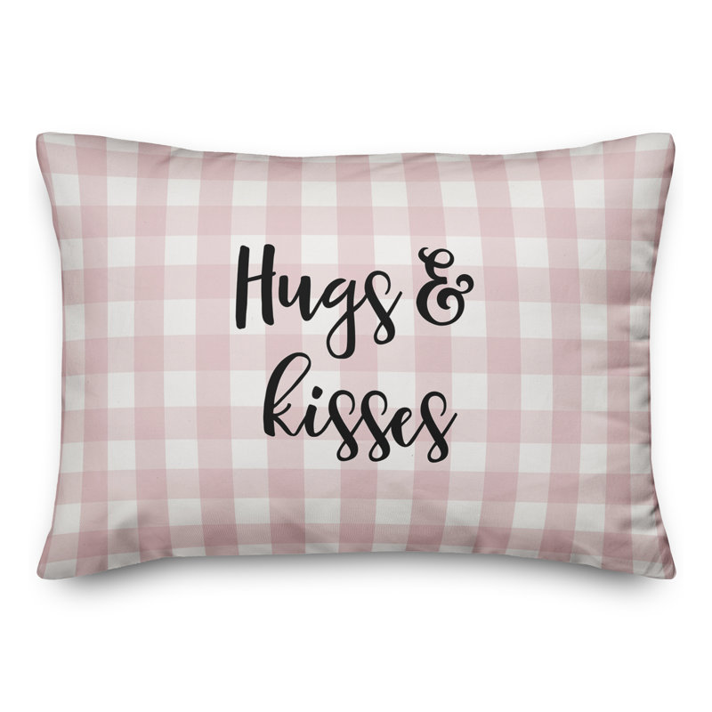  Coussin Hugs & Kisses, Noir / rose