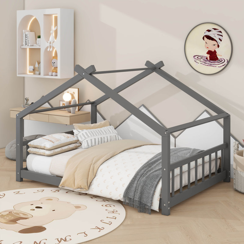 Lit en bois House House, gris, Double
