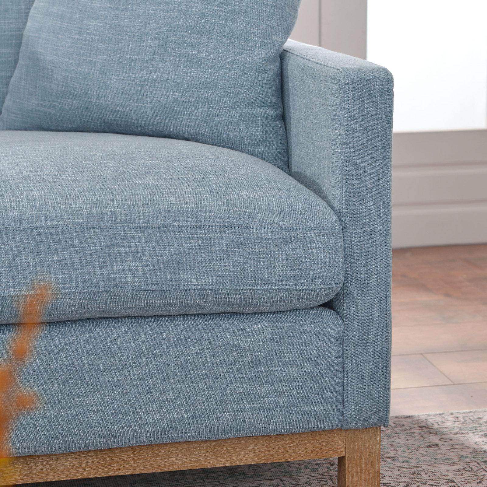 Cami 64'' Upholstered Loveseat, Sky Blue Linen Blend