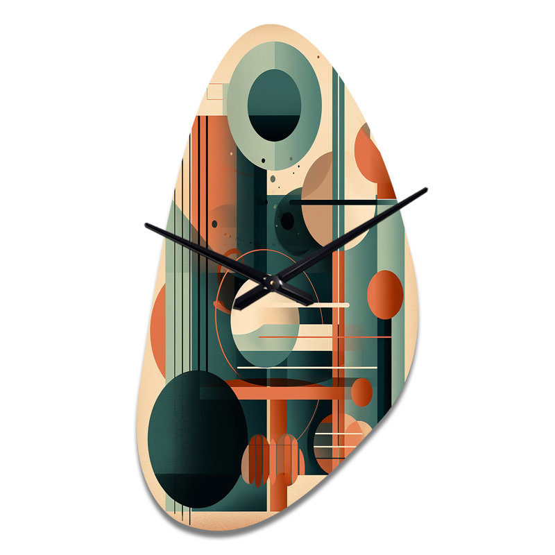 Horloge murale orange et verte Mid Century Momentum IV - Mid-Century, Grand