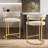 Modern Velvet Bar Stools With Barrel Backrest, Upholstered Seat, And Metal Footrest – 25.6-inch Seat Height, Ideal For Counters, Home Bars, And Kitchen Islands-920485330-920485329