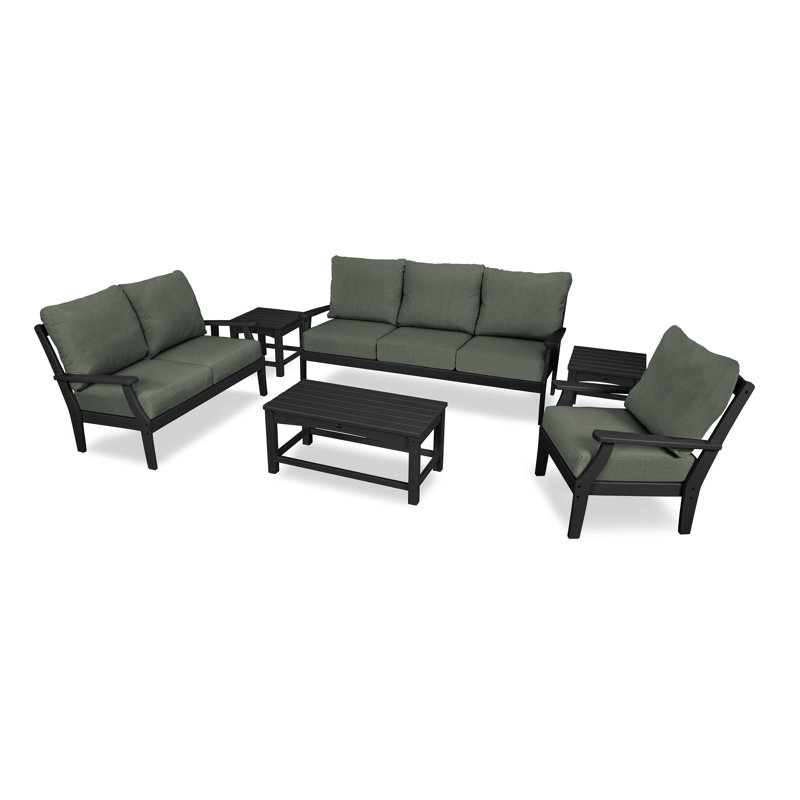 Ensemble de conversation à assise profonde 6 pièces Yacht Club, Sauge coulée, Noir anthracite