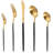 Matte Gold And Silverware Set With Black Handle