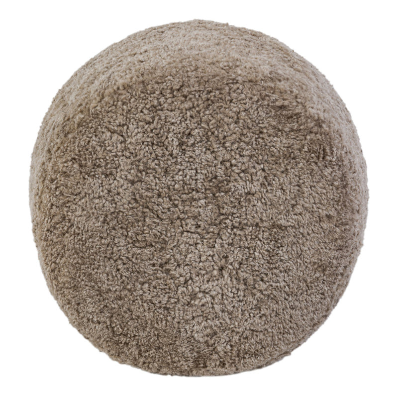 BILBURY Round Ottoman, Taupe Shearling