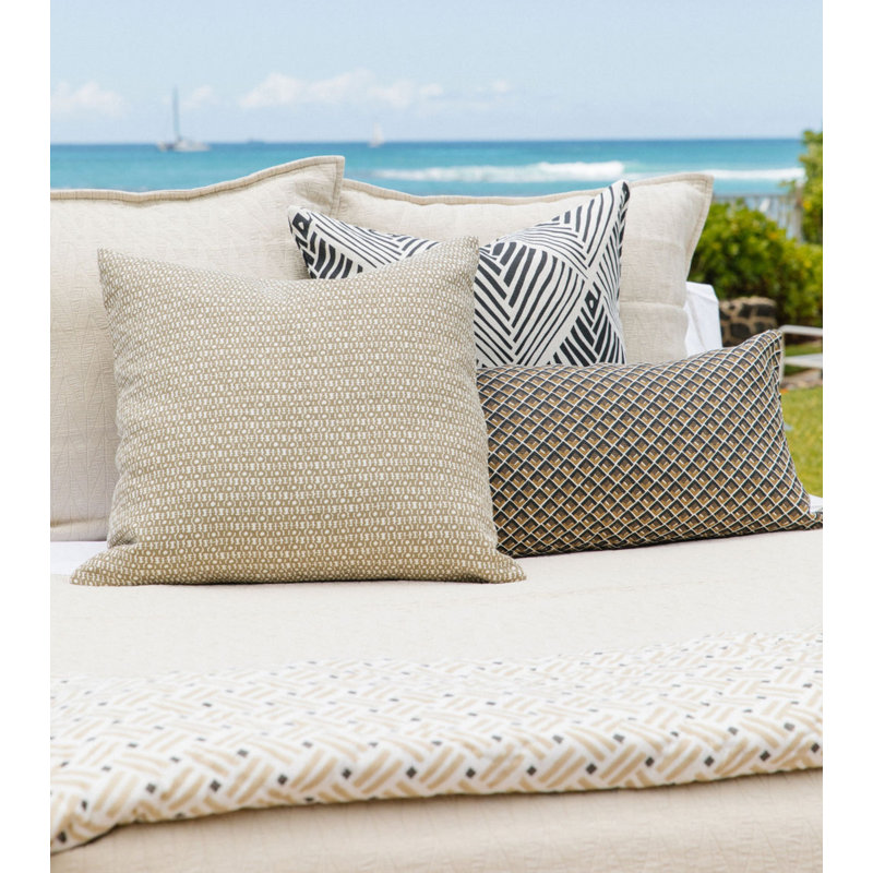 Cotton Matelassé Herringbone Coverlet in Palm, Tan, Queen