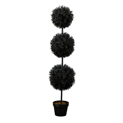 Arbre topiaire artificiel à trois boules résistant aux rayons UV (intérieur / extérieur)