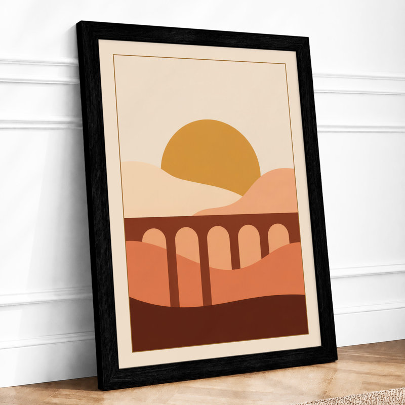 Viaduct at Dusk Mid-Century - Framed Print, A4 - 29.7 x 21.0 cm, Black