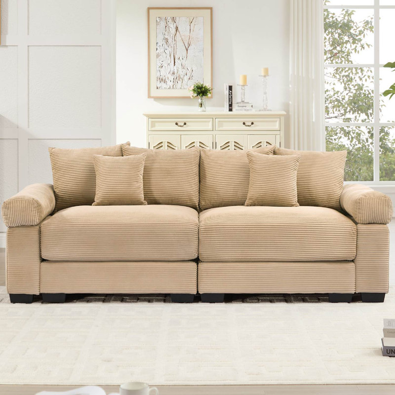 82.6" Oversized Modular Corduroy Sofa, Camel