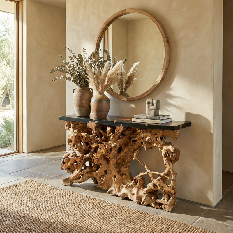 Console Artistic, H 32 po x l 60 po x P 17 po, Blanc / Naturel