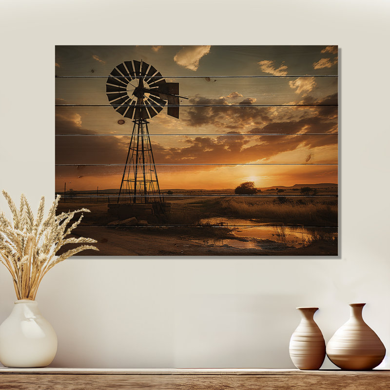 " Texas Rustic Windmills ", 24" H x 32" W x 0.78" D