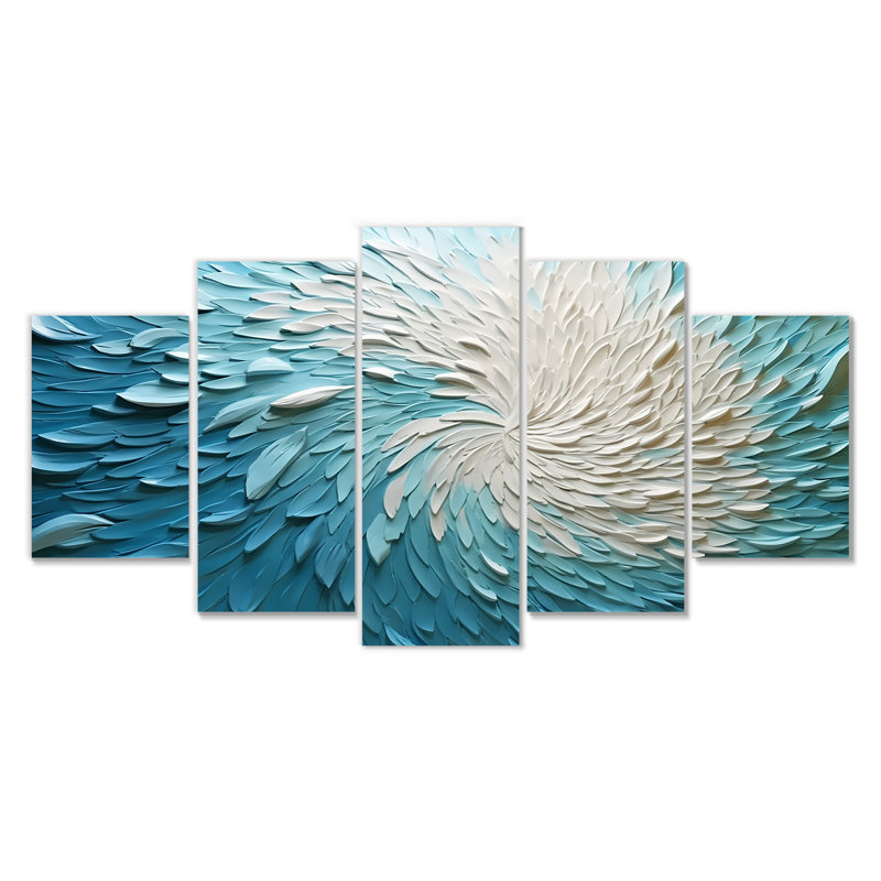 Cordea - art mural vagues 5 pièces, H 32 po x l 60 po