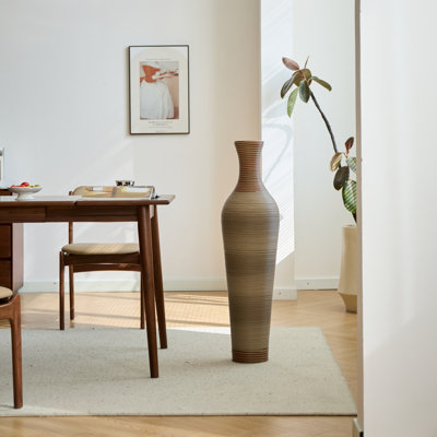 Superbe vase de plancher décoratif, idéal pour la décoration intérieure, design classique, porte-fleurs autoportant, style rotin artificiel, matériau en PVC durable