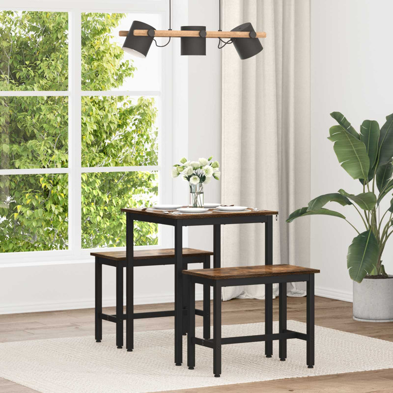 Metal Base Dining Table, Smoked Oak