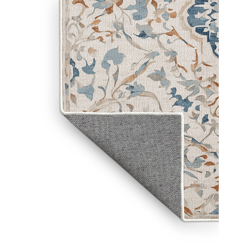 Machine Washable Beige Area Rug, Rectangle 4' x 6'