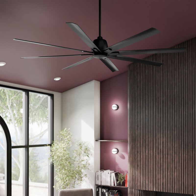 Ventilateur de plafond 84 pales 84 pouces noir satiné avec pales noir Breda, Noir satiné, 84"
