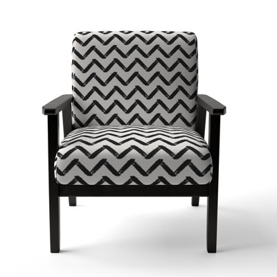 Fauteuil d'appoint rembourré à motif à chevrons horizontaux noir