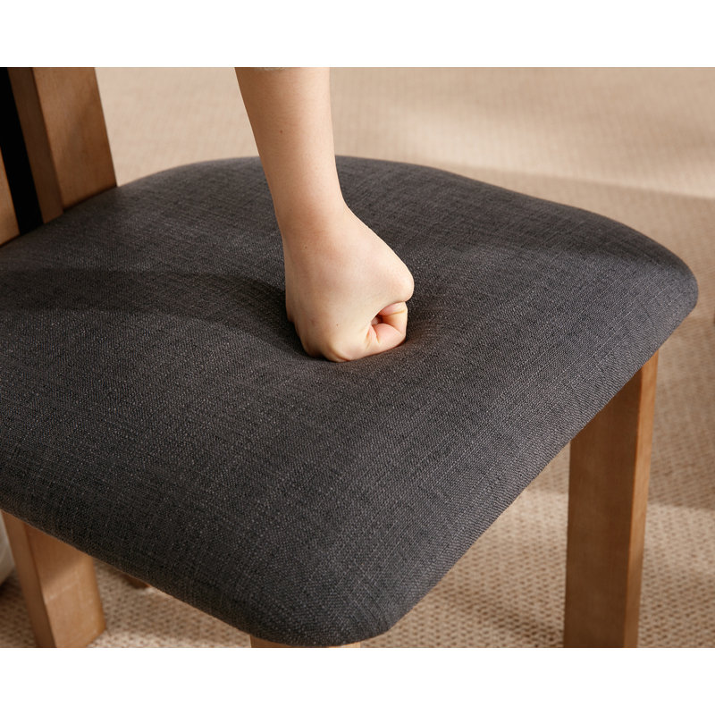 Chaises de salle à manger Janeene, Gris anthracite, Bois brun