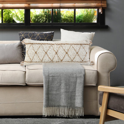 Coussin décoratif à motif géométrique en mélange de coton à motif géométrique Coastal