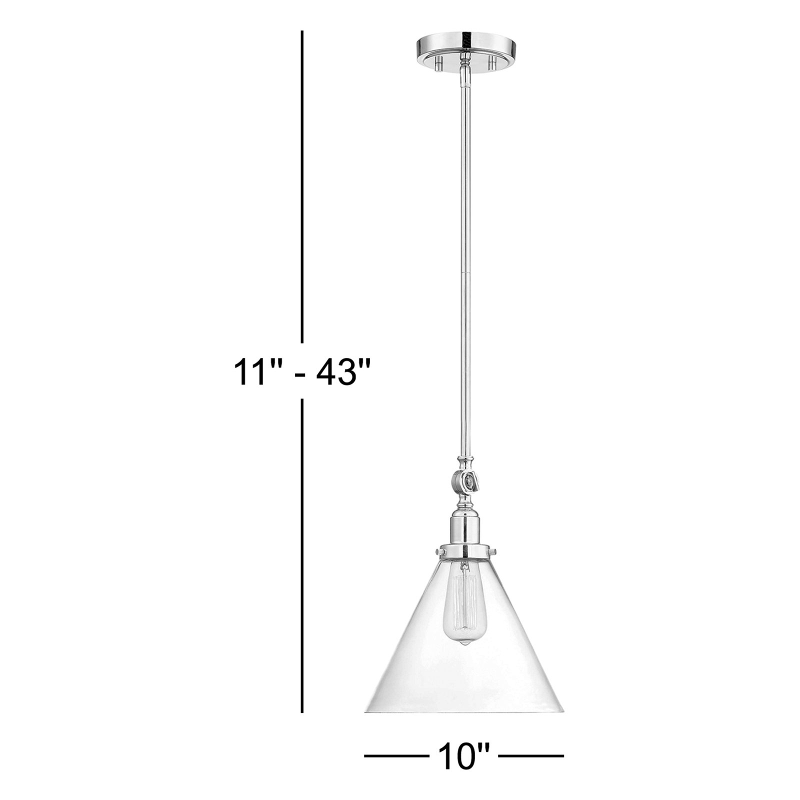 Catalina 1-Light Dimmable Hand Blown Glass Cone Pendant, Black