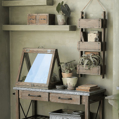 Rustic Three-Tier Wooden Wall Organizer