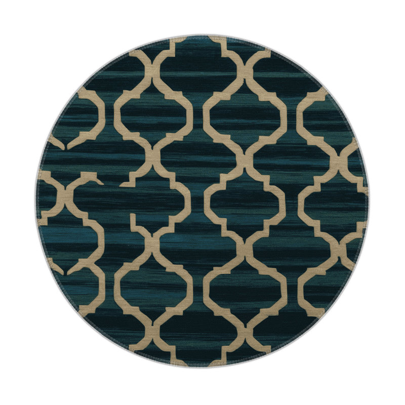 Tapis gris intérieur et extérieur Trellis, Rond 5 pi