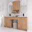 Ensemble de meuble-lavabo 72 po, meuble-lavabo autoportant avec double lavabo en résine et armoires de rangement, portes et tiroir à fermeture en douceur