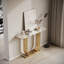 43.3-Inch Accent Table, Console,  Modern Wooden Imitation Marble Counter Top Console Table, Narrow Type, Sofa, Living Room, Bedroom